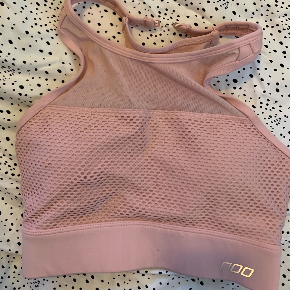 Pink mesh sports bra